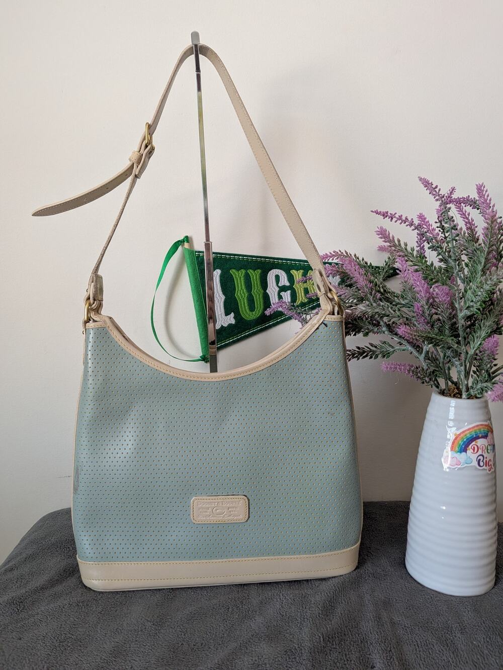 Dooney and Bourke Vintage Cabrio perforated light blue hobo